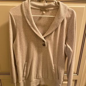 Banana Republic Size Medium V Neck Collared Casual Sand/Beige Sweater